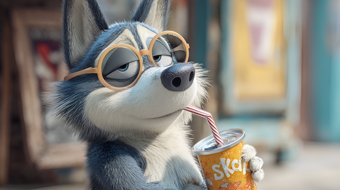 摄图网_603758177_戴眼镜卡通狼喝橙色饮料(企业商用).jpg 摄图网_603758177_戴眼镜卡通狼喝橙色饮料(企业商用).jpg